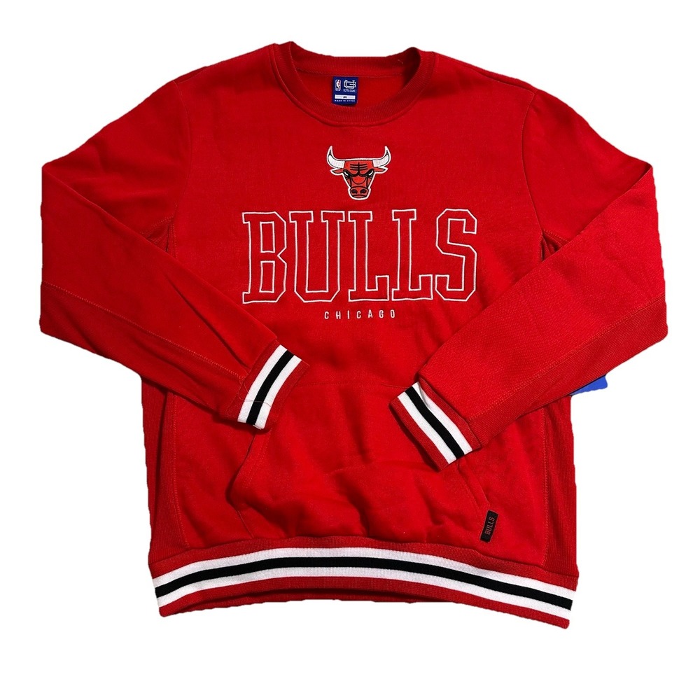 Ultra Game Chicago Bulls Sweatshirt Mens M Red Crewneck Pullover Front Pocket